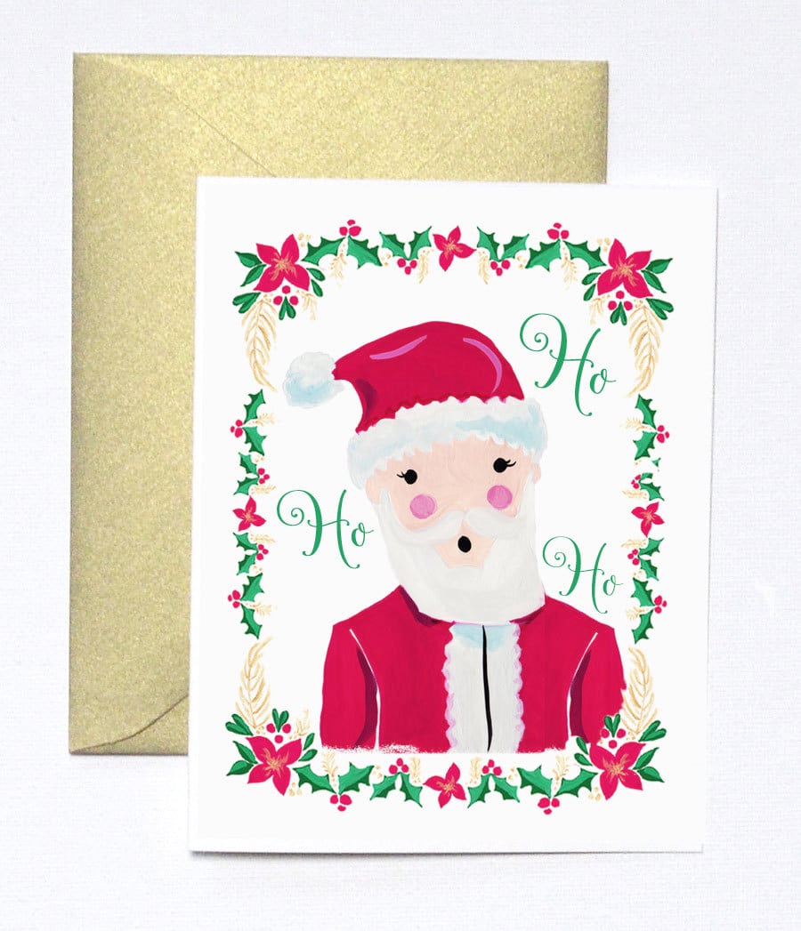 Handmade Jolly Santa Christmas Card Set By Artist Michelle Mospens Mospens Studio Handmade Jolly Santa Christmas Card Set By Artist Michelle Mospens Mospens Studio