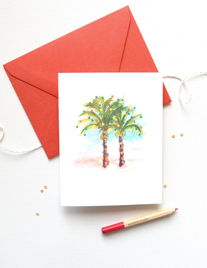handmade and watercolor palm trees beach christmas cards by artist michelle mospens mospens studio - Palm Tree Christmas Cards handmade and watercolor palm trees beach christmas cards by artist michelle mospens mospens studio - Palm Tree Christmas Cards
