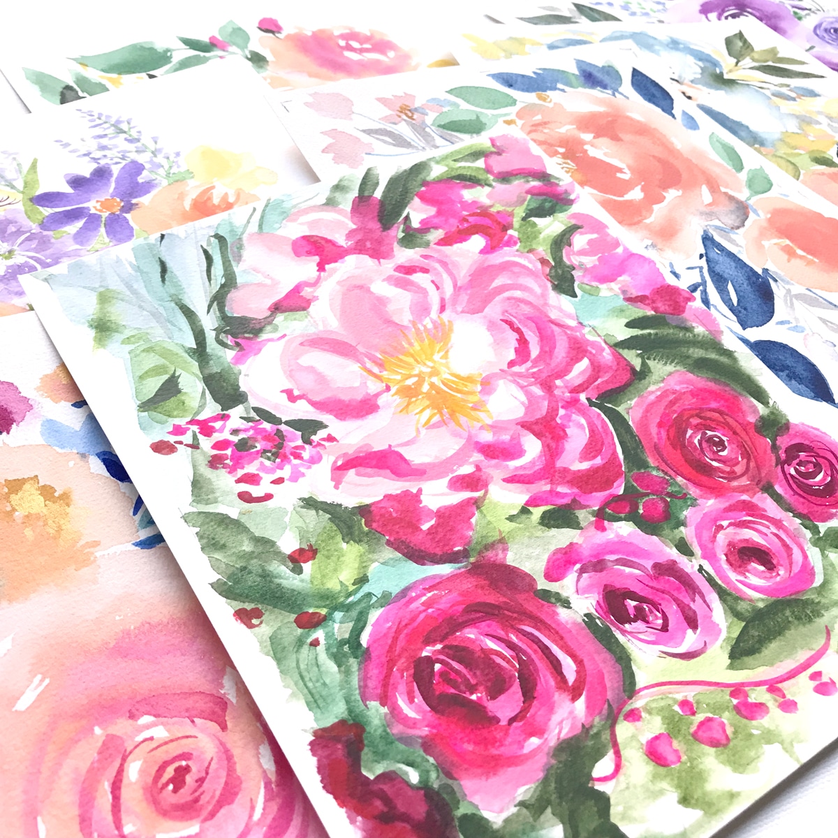 Hand-painted original watercolor floral paintings by artist Michelle Mospens. - Mospens Studio