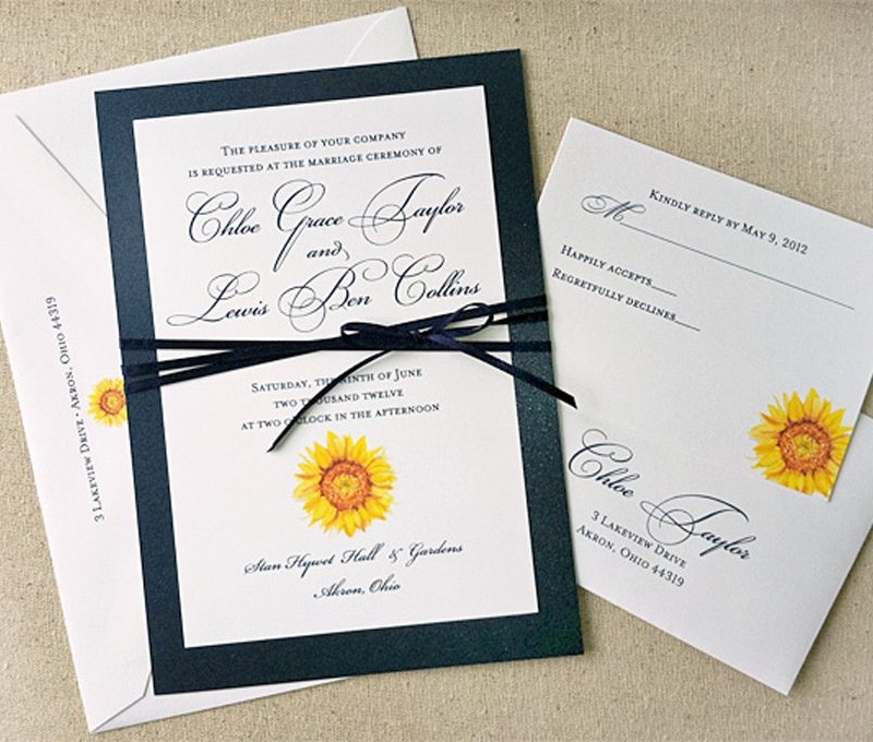 Invites & Envelopes Stunning Watercolour Sunflower Personalised Wedding Stationery Invitations 