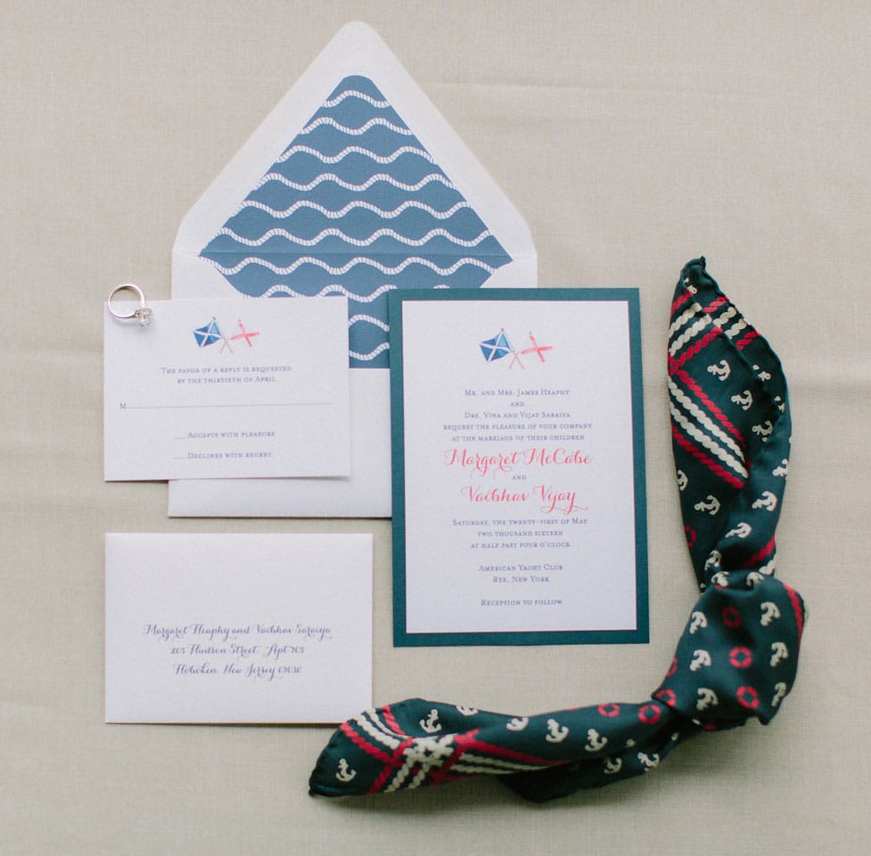 27 Sea-worthy Nautical Wedding Invitations. Nautical flags wedding invitations by Mospens Studio,