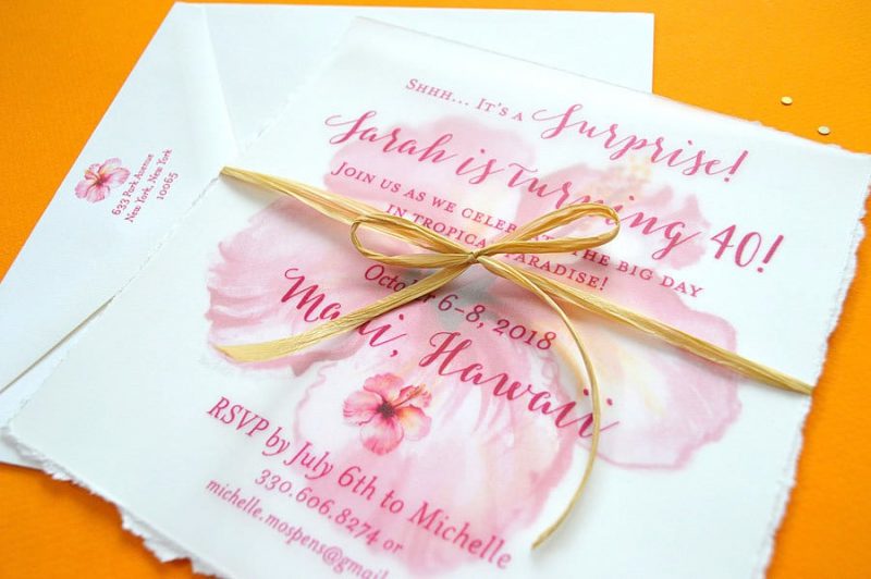 Tropical flower birthday party invitation. - Mospens Studio