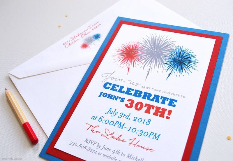 Unique and fun fourth of July party invitation. - Mospens Studio