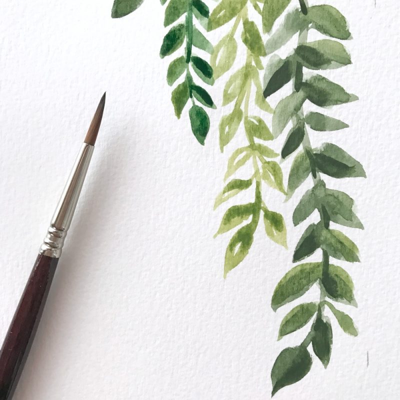 Hand-painted watercolor greenery by artist Michelle Mospens. - Mospens Studio