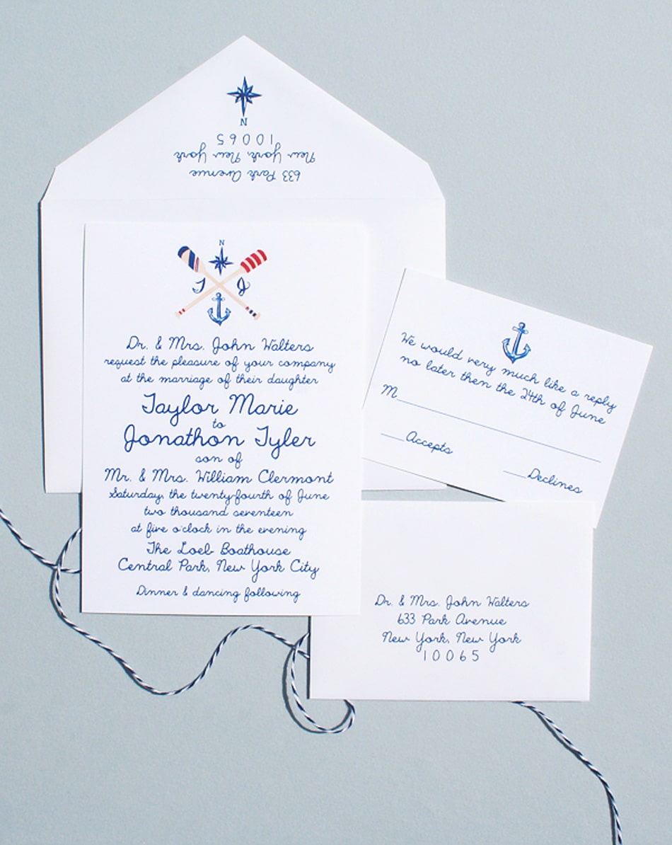 27 Sea-worthy Nautical Wedding Invitations. Hand illustrated nautical wedding invitations by Michelle Mospens. | Mospens Studio