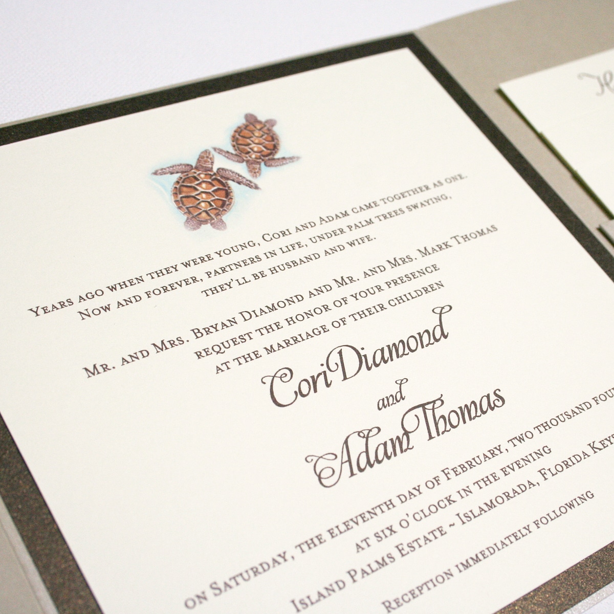 27 Sea-worthy Nautical Wedding Invitations. Sea turtles nautical wedding invitation by Mospens Studio.