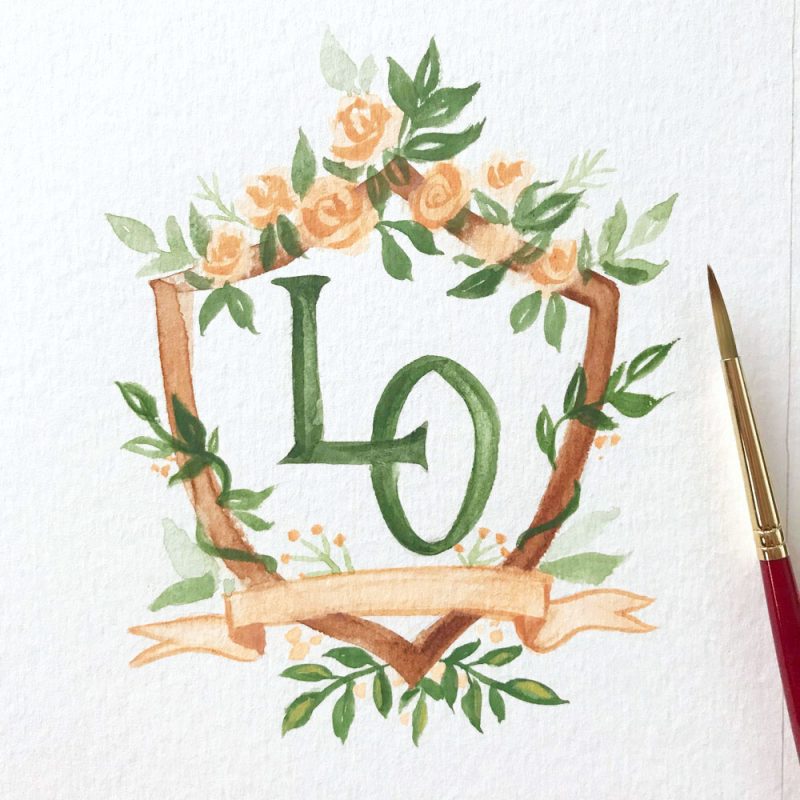 Custom Watercolor Wedding Crests Mospens Studio