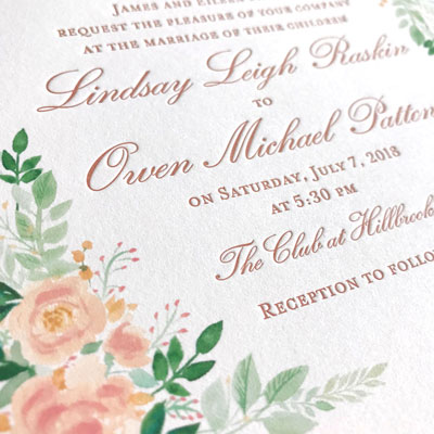 Letterpress wedding invitation portfolio