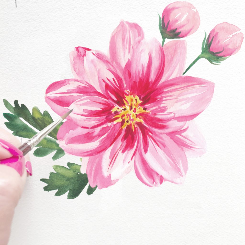 Hand-painted peony daisy flower by artist Michelle Mospens. - Mospens Studio