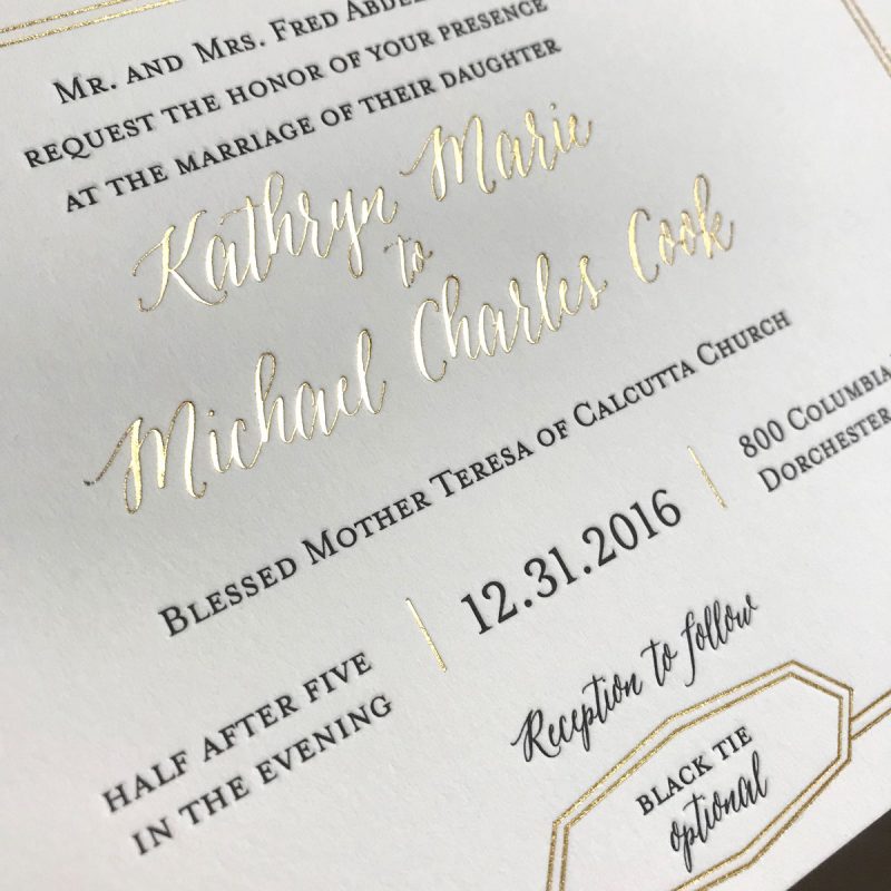 Gold Foil Letterpress Wedding Invitations | Mospens Studio