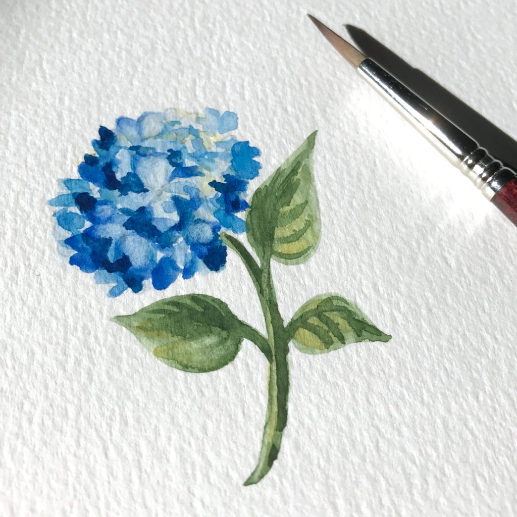 Hand painted blue hydrangea for a summer wedding. MospensStudio.com