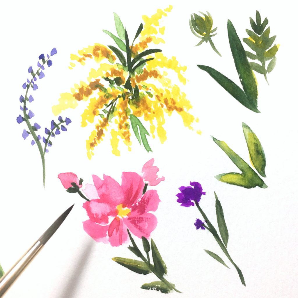 Hand painted mini floral botanicals for a spring wedding. MospensStudio.com