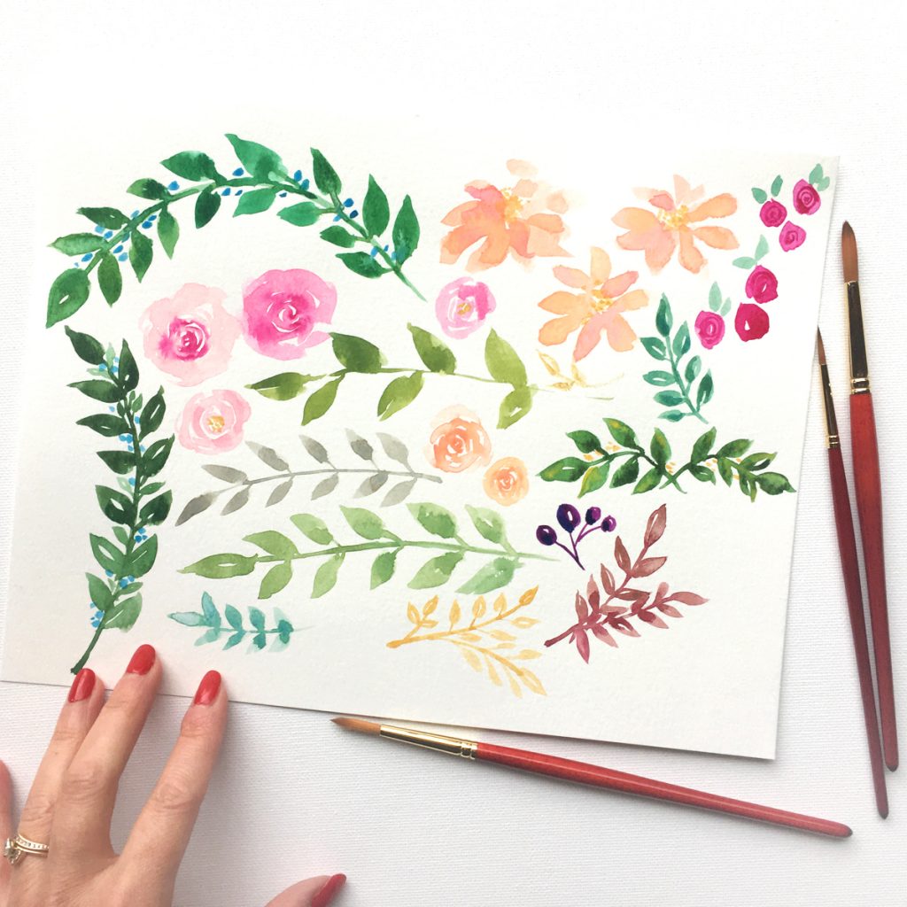 Hand painted florals for a spring wedding. MospensStudio.com
