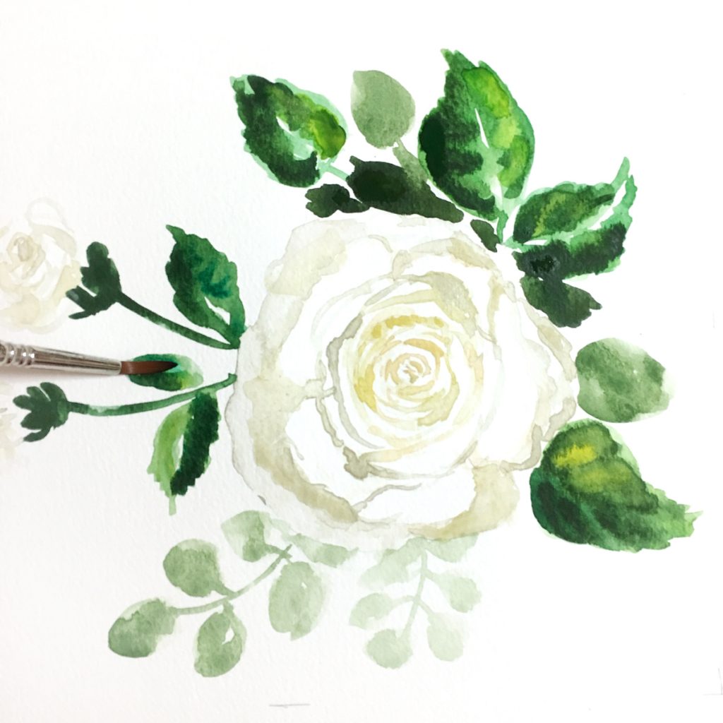Hand painted white rose for a fall wedding. MospensStudio.com