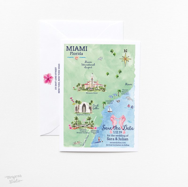 Miami Florida wedding map | Mospens Studio