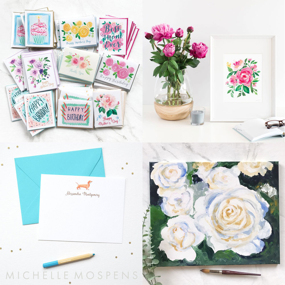 You can now find all Greeting Cards, Personalized Stationery Sets, and Wall Art at our new shop MichelleMospens.com