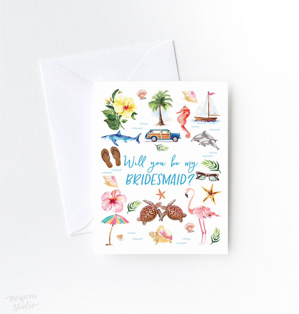 BEACH BRIDESMAID CARDS