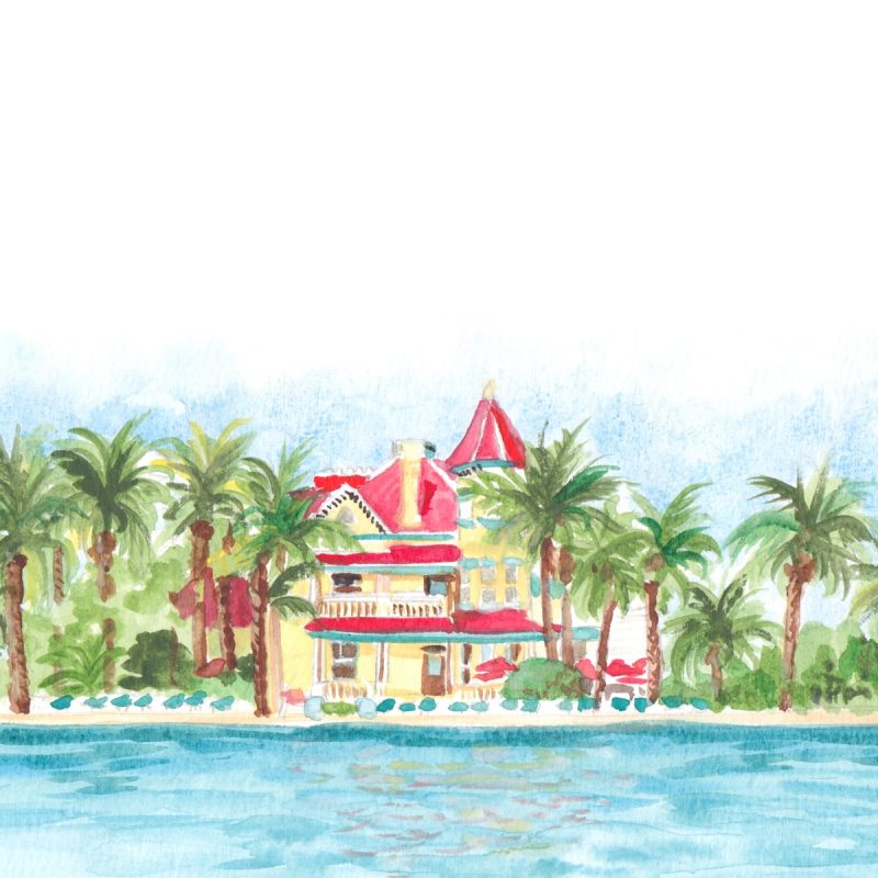 Southernmost House Key West Florida wedding venue sketch by Michelle Mospens.