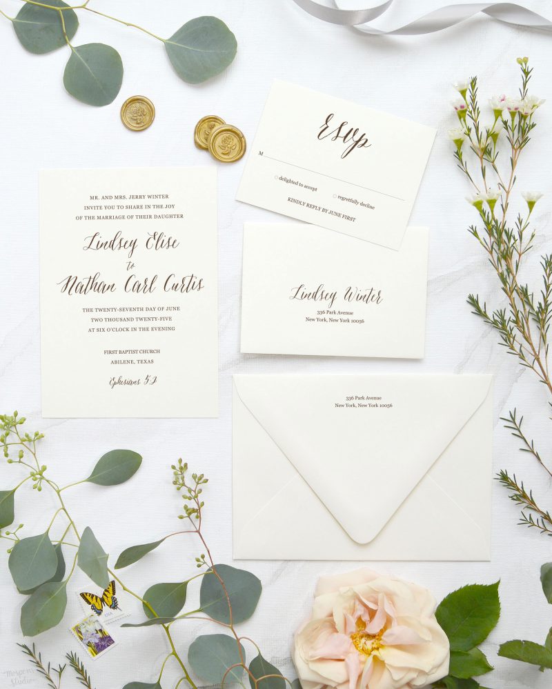 Letterpress Wedding Invitations the Lindsey only at