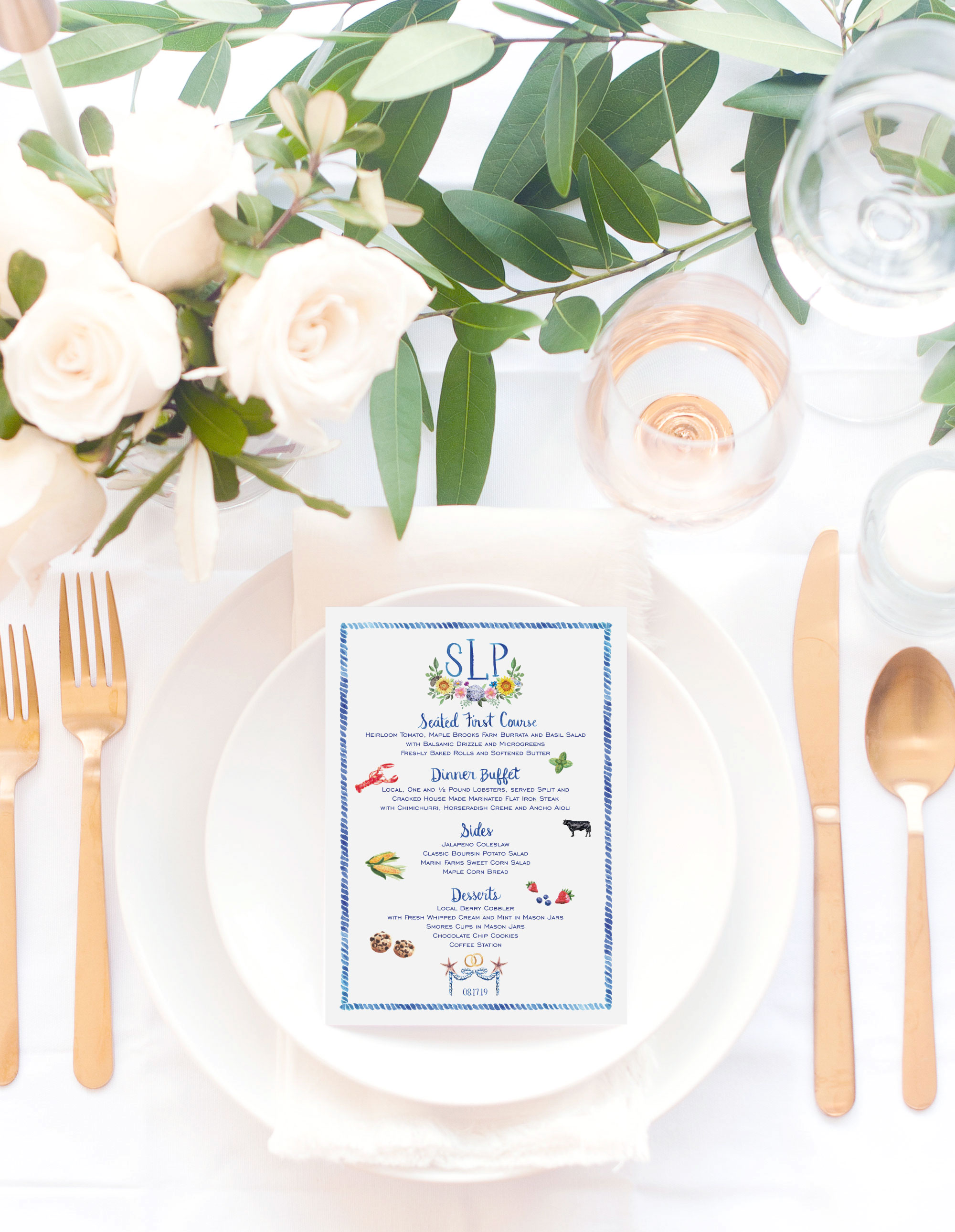 Nautical Wedding Menu Cards Custom Invitations Unique Wedding