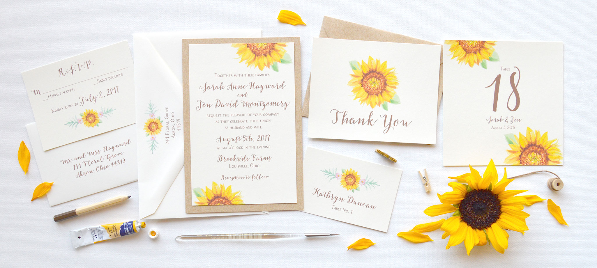 Custom watercolor wedding invitations by watercolor artist Michelle Mospens. | Mospens Studio