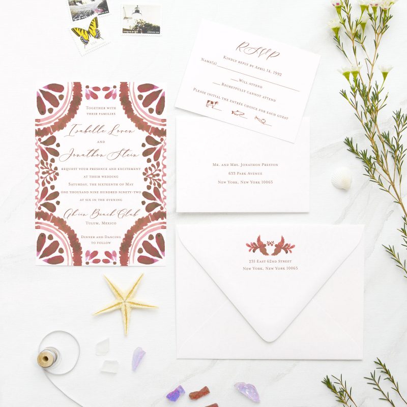 Cinnamon Southwest Tile-inspired Wedding Invitations