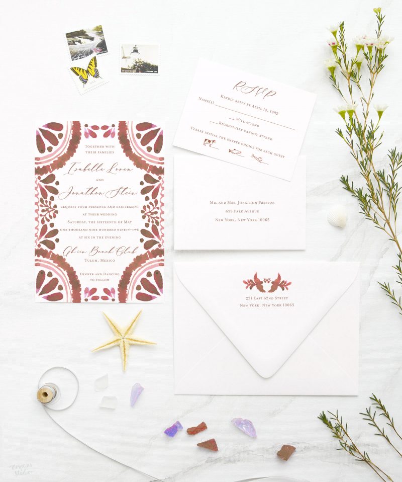 Cinnamon Southwest Tile-inspired Wedding Invitations