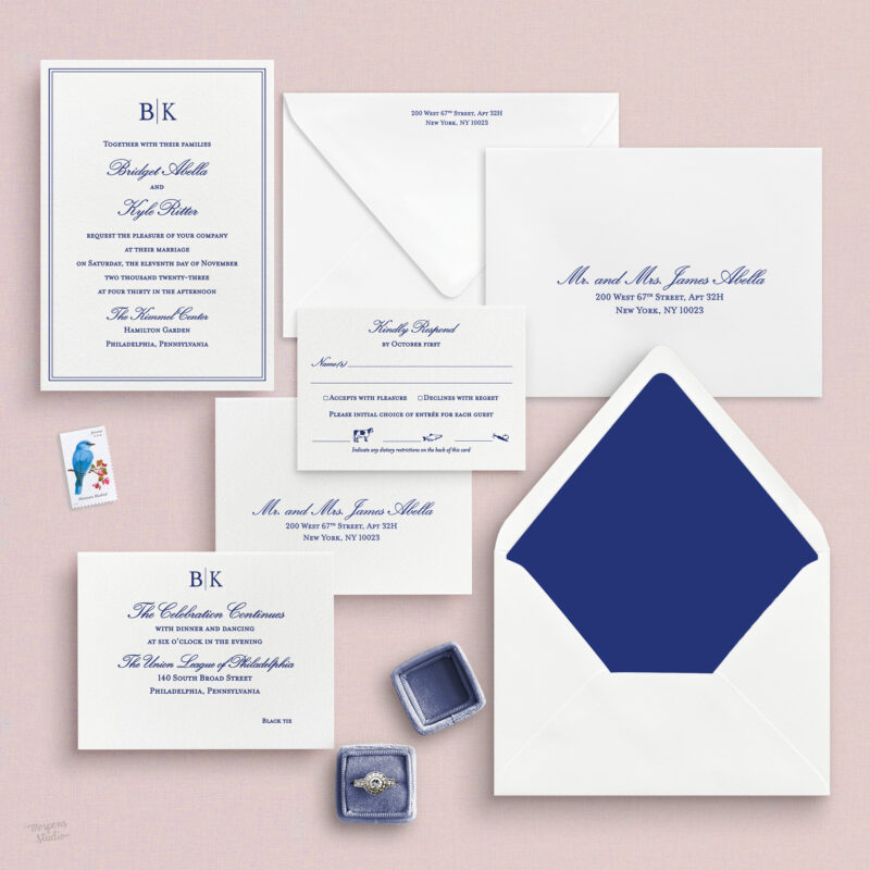 Classy letterpress wedding invitations
