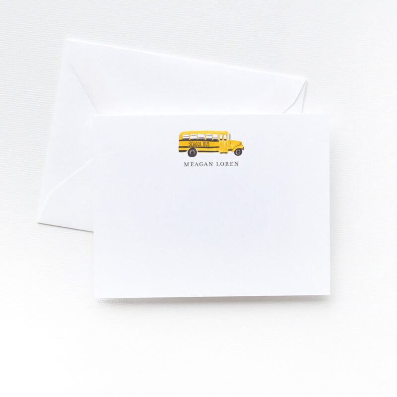 School Bus Personalized Stationery Notecard Set | Bus Driver Personalized Card Set Gift