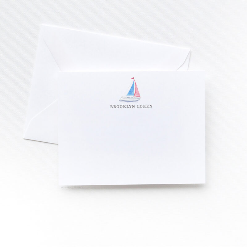 Illustrated Sailboat Personalized Kids Stationary | Baby Boy Stationery